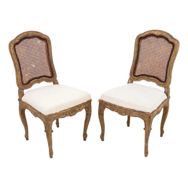 French Provincial Painted Wood Side Chairs, Pair For Sale