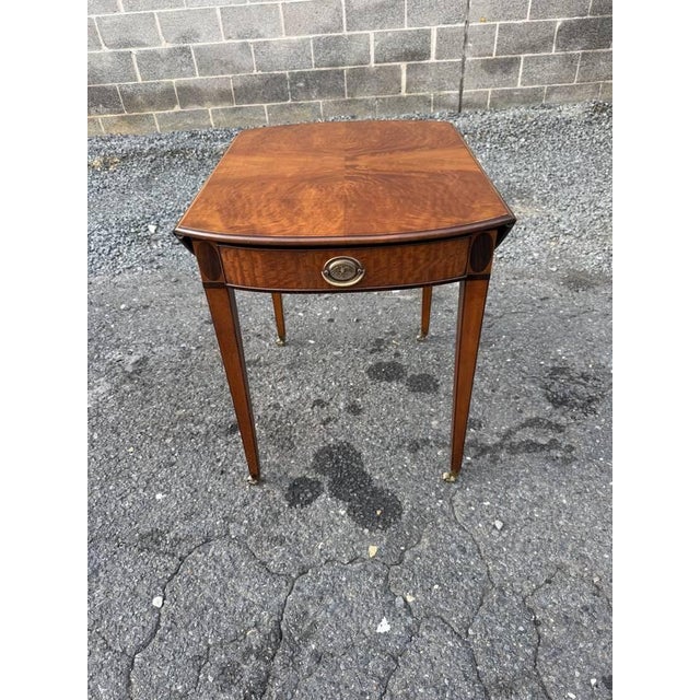 Vintage Federal-Style Burled Wood Pembroke Drop Leaf Side Table For Sale - Image 11 of 18