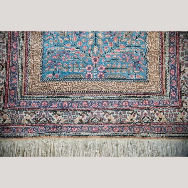 Vintage Hereke Silk Prayer Tree of Life Rug, 1950s For Sale - Image 3 of 8