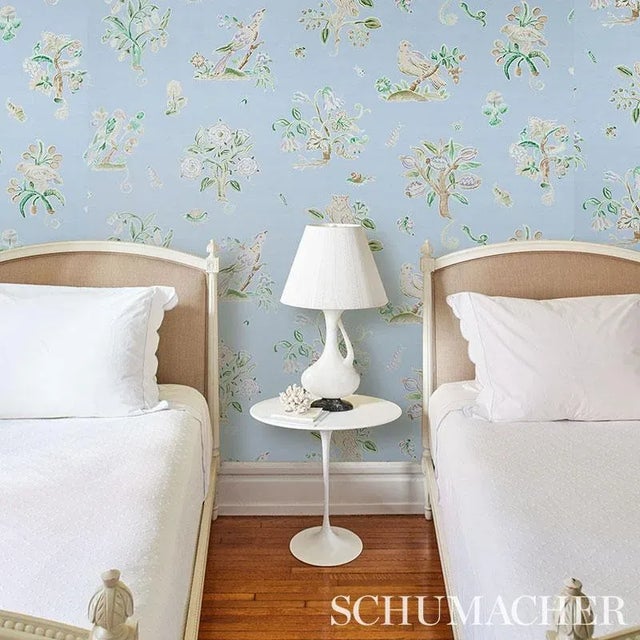 Contemporary Sample - Schumacher Magical Menagerie Wallpaper in Sky For Sale - Image 3 of 4