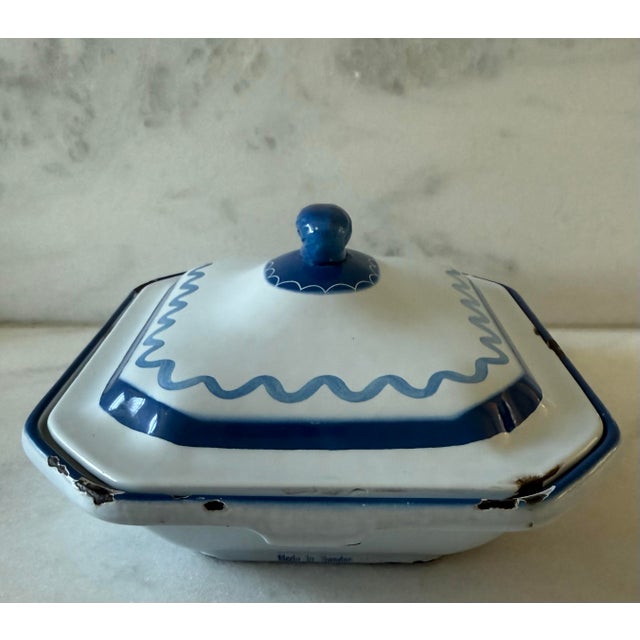 VIntage Swedish Klafrestrom Enamel Cast Iron Dish For Sale - Image 4 of 12
