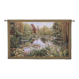 Lake Giverny Loom Woven Tapestry - 200 X 335 Cm (6'7" X 11'0") - Requires Concealed Wooden Batten For Sale