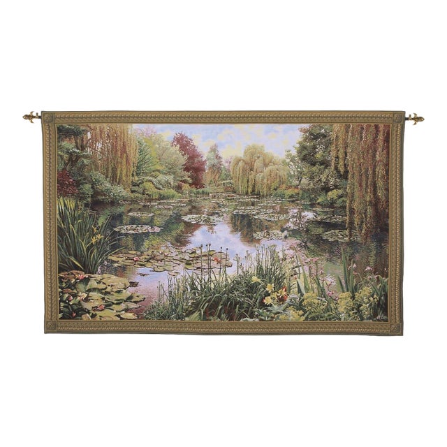 Lake Giverny Loom Woven Tapestry - 200 X 335 Cm (6'7" X 11'0") - Requires Concealed Wooden Batten For Sale
