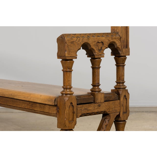 Mid-19th Century French Gothic Revival Oak Church Bench For Sale - Image 9 of 18