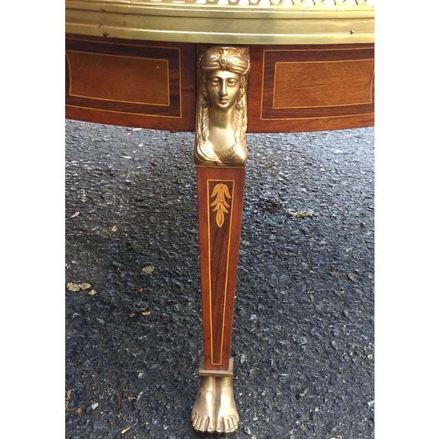 Mid 20th Century French Empire Style Mahogany Marquetry and Ormolu Mount Galleried Coffee Table For Sale - Image 10 of 11