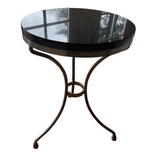 Antique French Maison Jansen Style Gueridon Black Marble Top Side Table For Sale