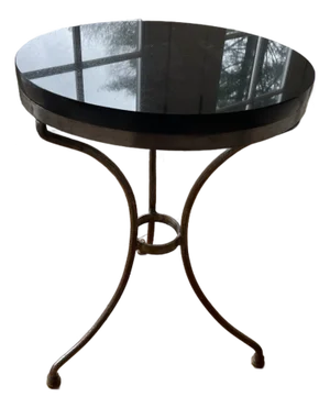 Antique French Maison Jansen Style Gueridon Black Marble Top Side Table