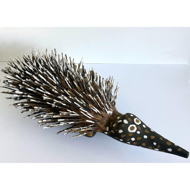 Traditional Australian Aboriginal Wood Sculpture with Ochre Echidna Bob Burruwal For Sale - Image 3 of 13