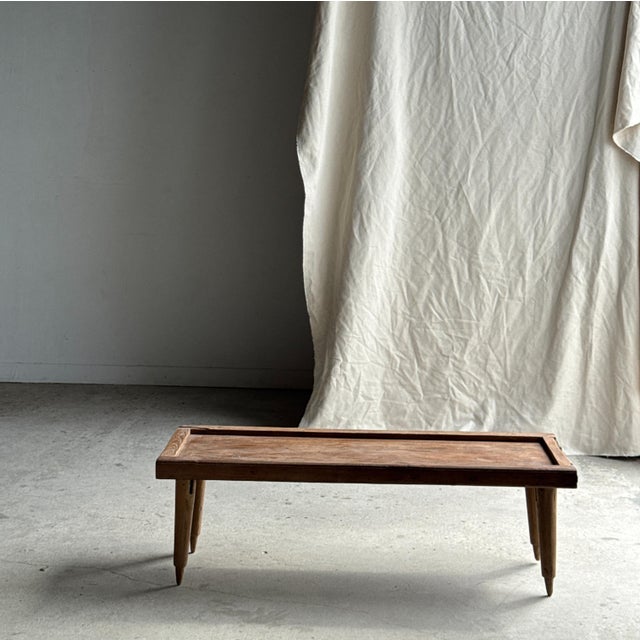 Tan Coffee Table with Tapered Legs in Antique Teak, 1980s For Sale - Image 8 of 18