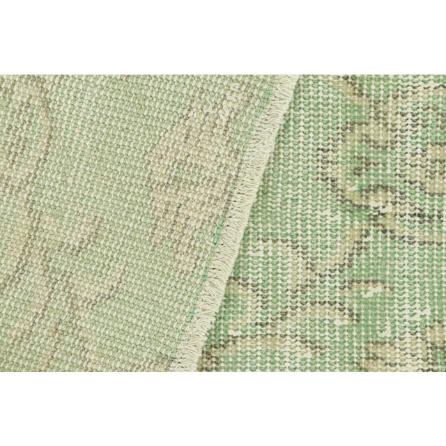 Textile Vintage Zeki Müren Runner Rug in Green With Floral Pattern, From Rug & Kilim For Sale - Image 7 of 7