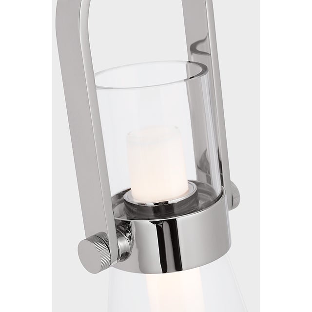 Visual Comfort Ian K. Fowler for Visual Comfort Signature Larkin Medium Conical Bracketed Sconce in Polished Nickel with Clear Glass For Sale - Image 4 of 8