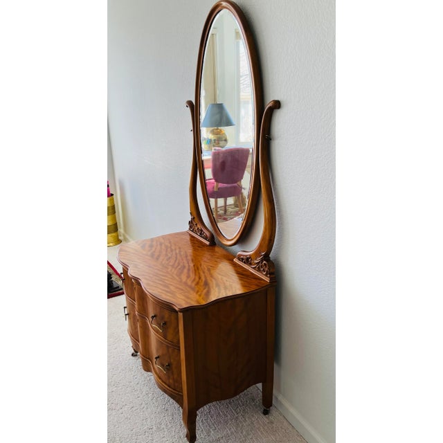 Vintage Diminutive Tiger Wood Cabinet With Mirror For Sale - Image 12 of 13