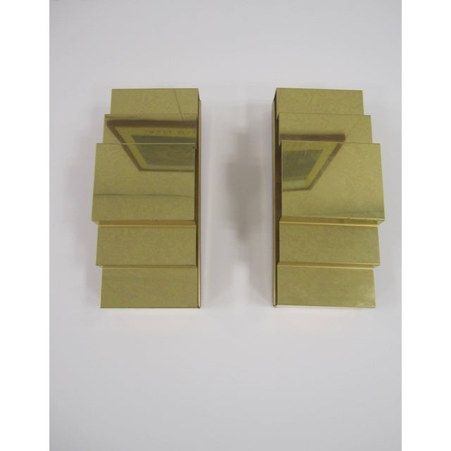 Modern Art Deco Style Brass Wall Sconces, Circa 1970s - Pair For Sale - Image 11 of 12