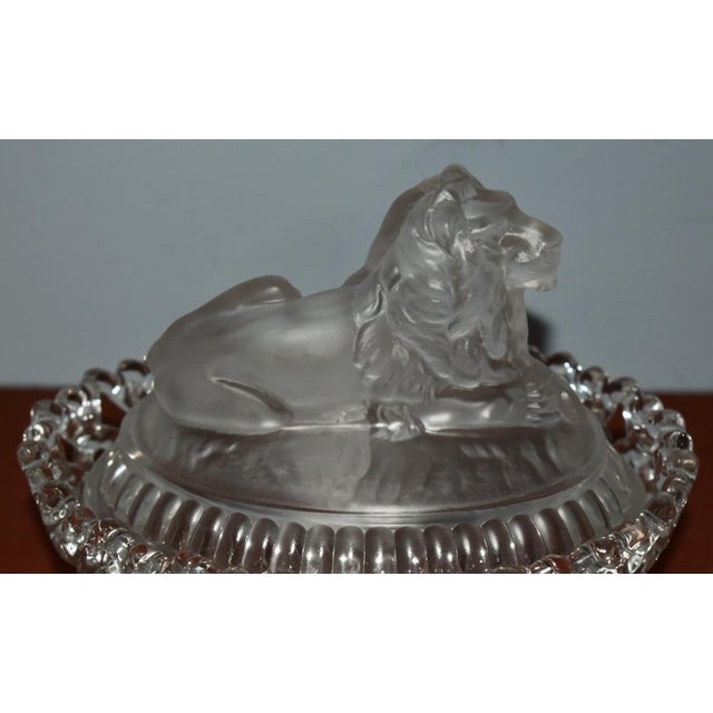 Vintage Lion Covered Candy Dish Imperial Glass Frosted Atterbury For Sale - Image 11 of 12
