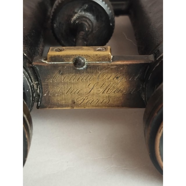 Antique Moreau Teigne Paris Military Binoculars, c. 1860/1870, with Rangefinder, Original Leather Case. No. 1853 engraved...