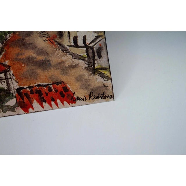 Vintage Signed European Mountain Village Landscape Watercolor Painting by Louis Redstone For Sale - Image 10 of 10