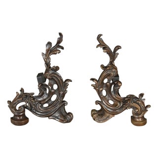 Pair Bronze and Iron, Fireplace Decorations For Sale