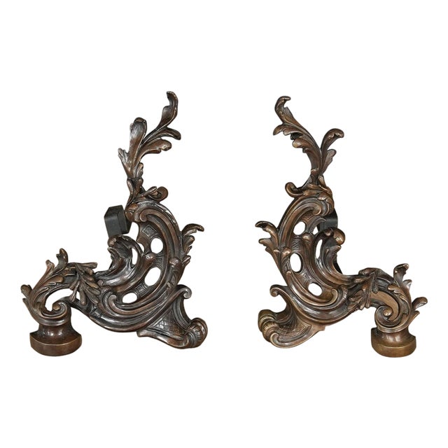 Pair Bronze and Iron, Fireplace Decorations For Sale