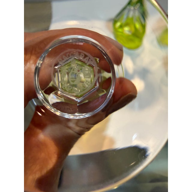 Glass Mid 20th Century Chartreuse and Green Baccarat Cordial Glasses in Genova Pattern - Set of 4 For Sale - Image 7 of 11