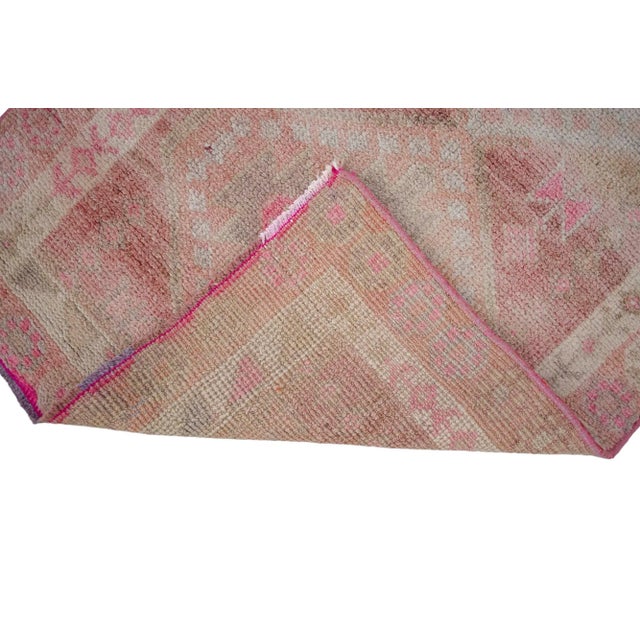 Hand-Knotted Turkish Runner Rug . Low Pile Hallway Decor - 2′6″ × 12′10″ For Sale - Image 10 of 10