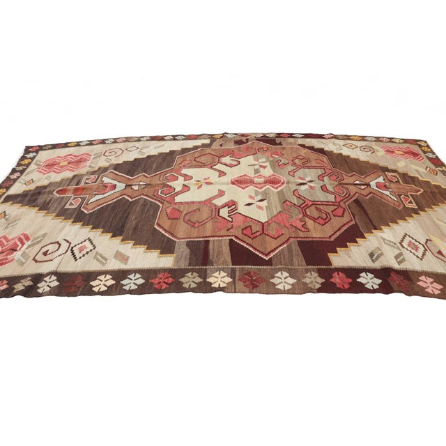 Vintage Turkish Kars Kilim Rug For Sale - Image 4 of 7