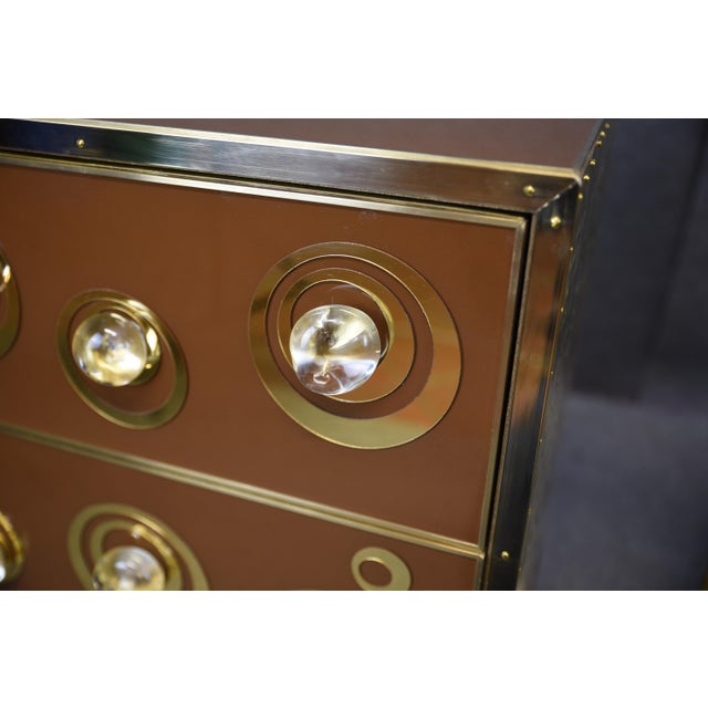 Brown Bedside Tables with Murano Glass and Brass, 2018, Set of 2 For Sale - Image 14 of 17