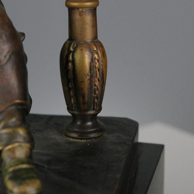 Bronze Blacksmith Sitting on an Anvil Table Lamp from Otto Schmidt-Hofer For Sale - Image 5 of 8