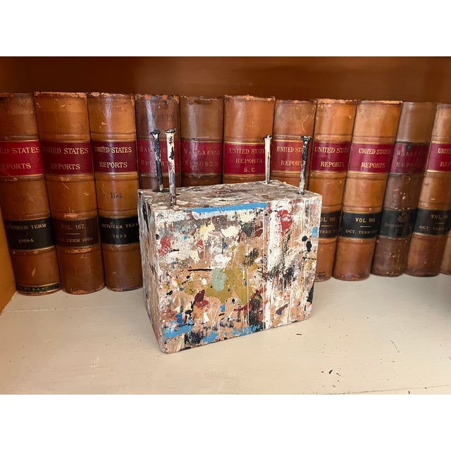 George S. Rennie III (American 1940 - 2022) Mid-Century Modern Mixed Media Construction Abstract Drip Painting Table Sculpture Circa 1965 For Sale - Image 11 of 17