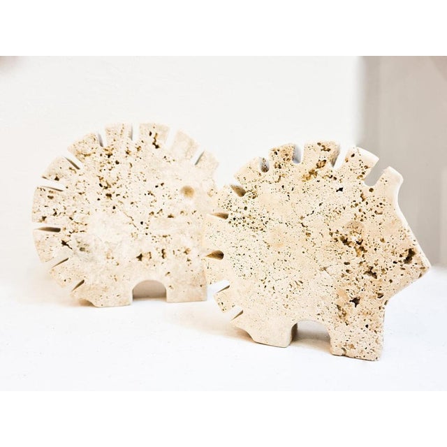 Italian Brutalist Travertine Hedgehog sculptures by Fratelli Mannelli, Italy, 1970s. This piece is attributed to the...