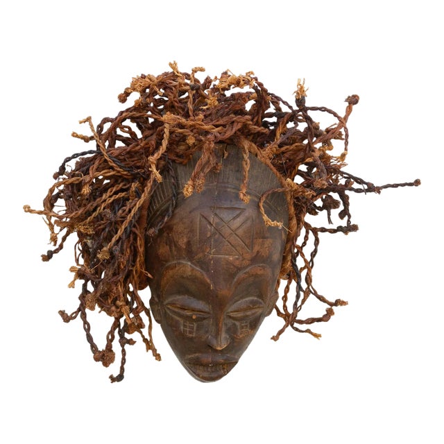 Tribal African Mask W/ Textured Hair For Sale