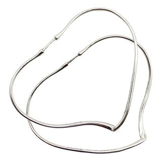Sterling Silver Elsa Peretti for Tiffany & Co. Open Heart Hoop Earrings For Sale