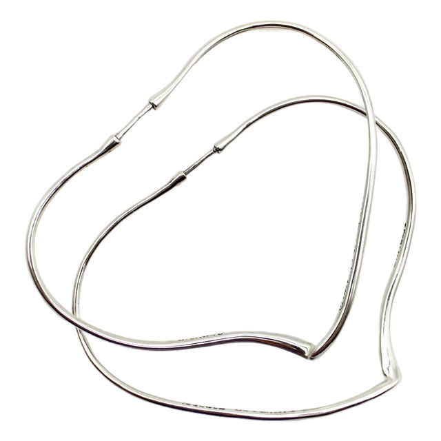 Sterling Silver Elsa Peretti for Tiffany & Co. Open Heart Hoop Earrings For Sale