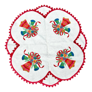 Mid 19th Century Festive Handmade Round Felt Tablecloth or Tree Skirt