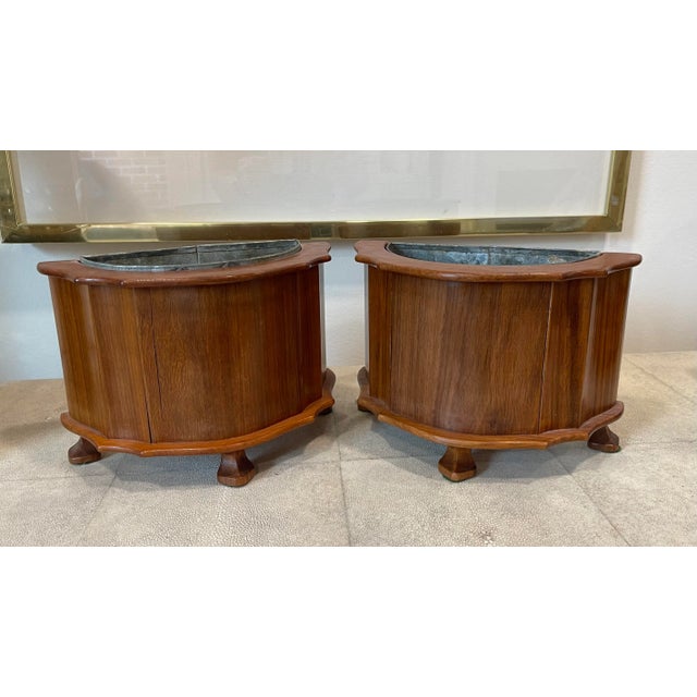 Wood Vintage English Carved Cachepot With Metal Inserts. For Sale - Image 7 of 12