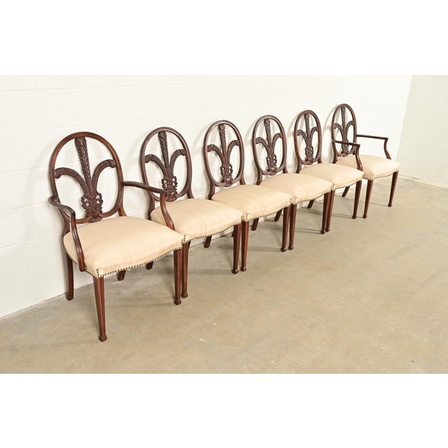 Romweber Antique French Regency Louis XVI Carved Mahogany Side Chairs or Dining Chairs, Pair For Sale - Image 13 of 14