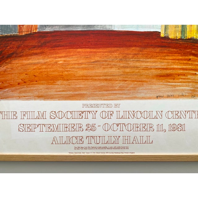 David Hockney Vintage 1981 Lithograph Print Framed Large New York Film Festival Poster " Window, Grand Hotel, Vittel " 1970 For Sale - Image 9 of 18