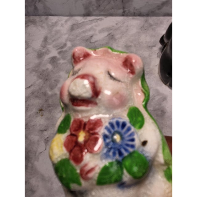 1950s Vintage Py Japan Pig Couple Salt Pepper Shakers For Sale - Image 4 of 13