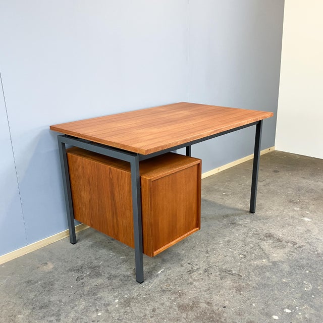 Vintage Desk in Teak with Steel Tubing by Herbert Hirche for Holzäpfel, 1960s For Sale - Image 9 of 17