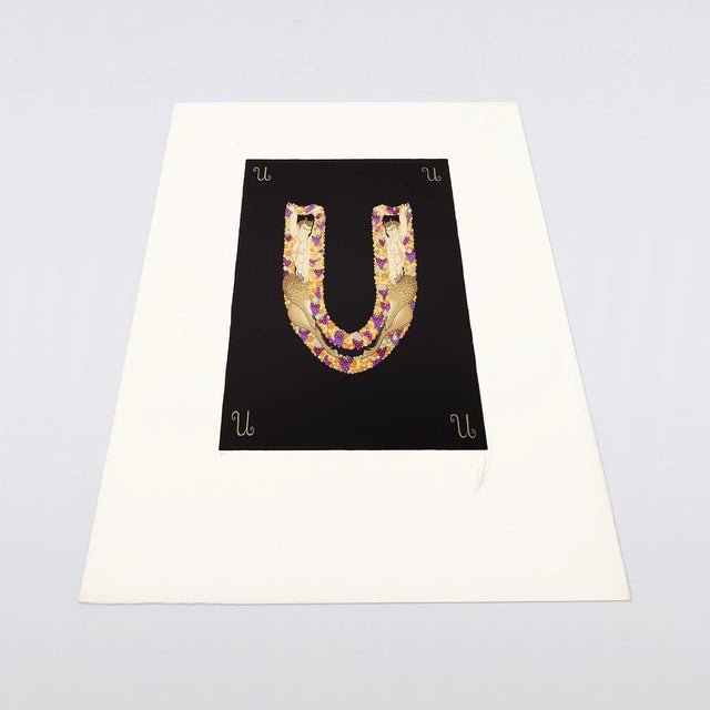 Modern Erté, Artist's Proof: Letter U, Limited Edition Serigraph, 1976 For Sale - Image 3 of 11