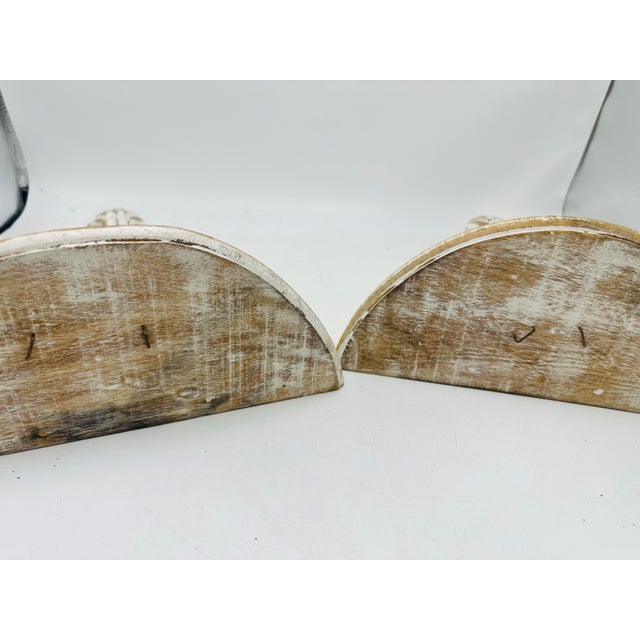 Coastal Vintage Whitewashed Wooden Wall Brackets, a Pair For Sale - Image 3 of 7