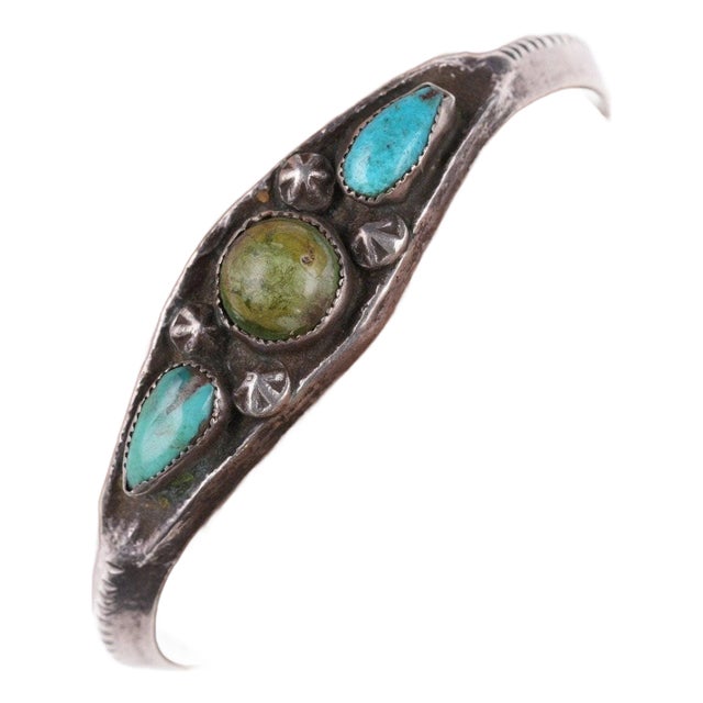 6 3/8" 20's-30's Navajo Sandcast Silver Bracelet For Sale