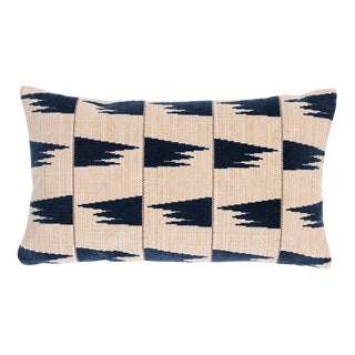Schumacher x David Kaihoi Tutsi 24" Lumbar Pillow in Blue For Sale