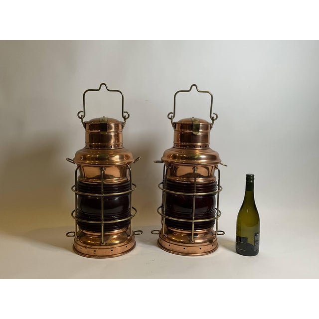 Early 20th Century Copper Ships Lanterns By Perko For Sale - Image 5 of 12