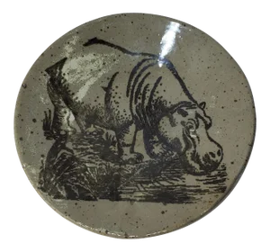 St. Louis Studio Pottery Grey Glazed Hippo Motif Plate