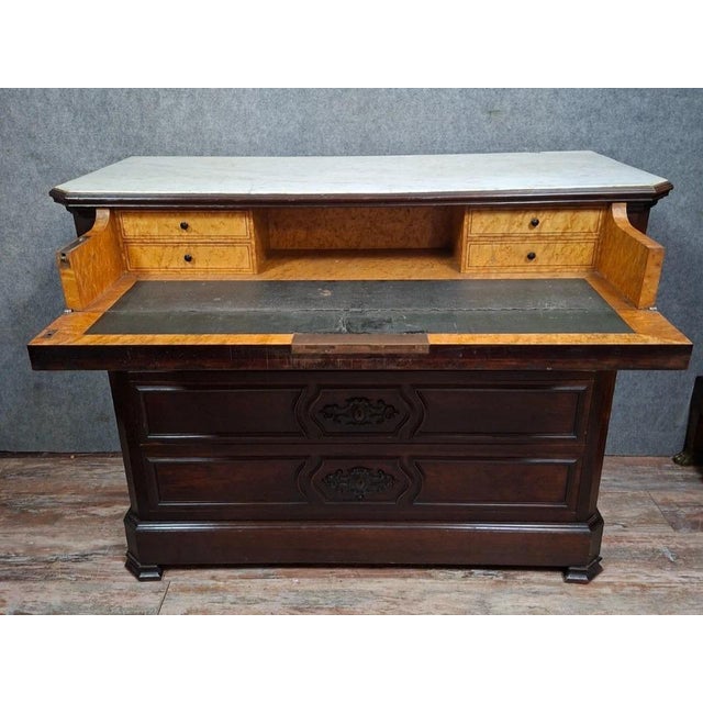 Napoleon III Secretaire in Mahogany and Light Wood For Sale - Image 6 of 10