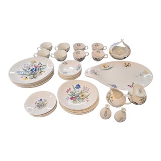 1950s Mid Century Modern Eva Zeisel Bouquet Pattern Hallcraft China Service for 8 - 48 pcs For Sale