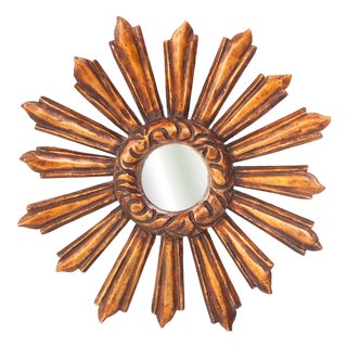 Vintage Witch's Eye Convex Floor Mirror in Gilt Wood, 1950s For Sale