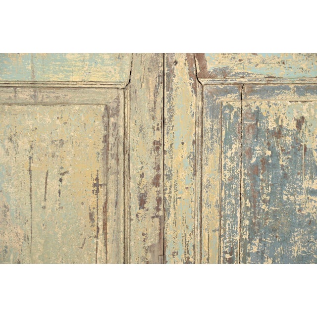 Vintage Anglo-Indian Painted Teakwood and Glass Door, with 8 glazed panels per door panel, and with various old paint...