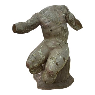 18th Century Italian Carved Wood Torso on Plinth For Sale