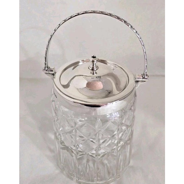 Gold Antique George V Cut Glass Biscuit Barrel with Sterling Silver Mount, 1919 For Sale - Image 8 of 18